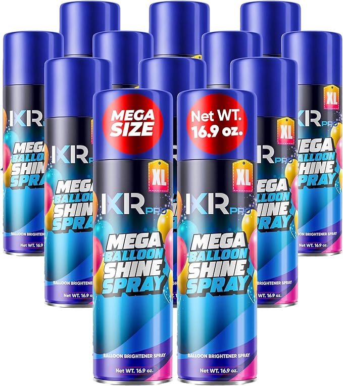 Balloon Shine Spray (12 x 16.9 oz) No Need Towel or Gloves, Instant High Shine Gloss Brite Balloons for Party Decoration for Ultra Lasting, Shine Balloon Spray Upgraded Formula