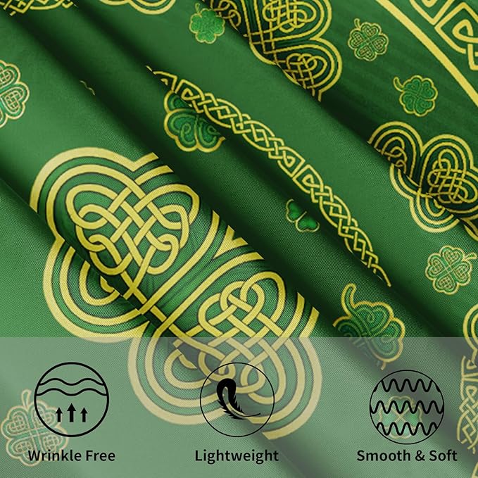 St. Patrick's Day Round Tablecloth 70 Inch Leaf Clover Pattern Circle Table Cloth Green Table Cover Washable Polyester Indoor Decorations for Home Kitchen Dinning Party