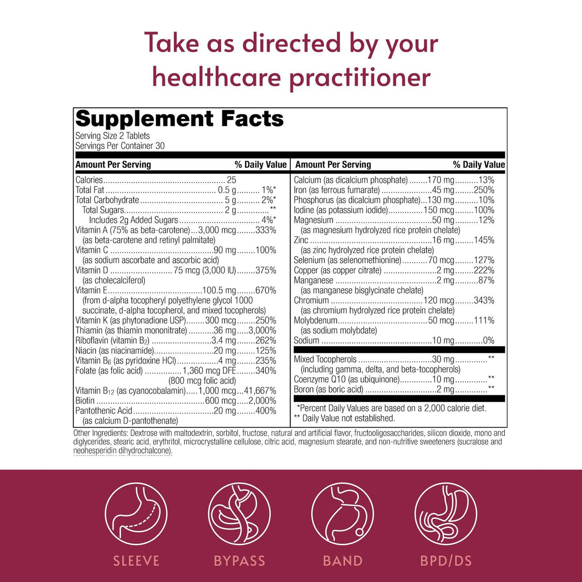 Bariatric Advantage Chewable Advanced Multi EA - High Potency Daily Multivitamin with Iron for Bariatric Surgery Patients - Strawberry Flavor - 60 Count