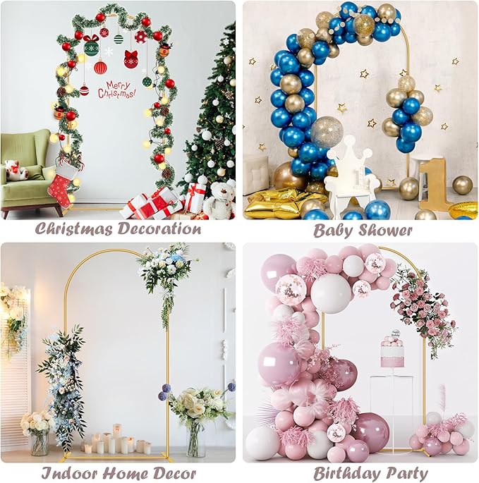 6.6FT Metal Wedding Arch Stand Gold Square Arched Backdrop Frame for Party Ceremony Valentines Day Birthday Bridal Baby Shower Garden Floral Balloon Arch Decoration