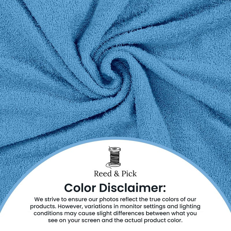 Reed&Pick Hand Towels (Pack of 24) Light Blue Economy Towels Salon Towels - 100% Cotton Spa Towel – 16 x 26 Inches Highly Absorbable, Facial Gym Hair Towel Face Towel Bulk