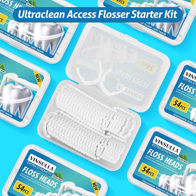 Ultraclean Access Flosser Refill Heads, Compatible with Listerine Ultraclean Access Flosser, Mint 54 Count (Pack of 1)