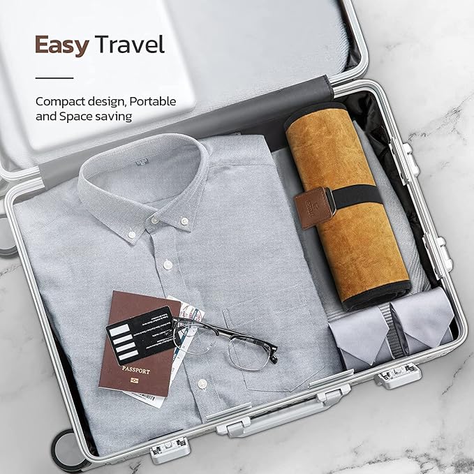 Toiletry Bag for Men, Travel Essentials Travel Toiletry Bag, Water-Resistant Compact Bathroom Roll Organizer for Hygiene, Shaving kit, Gifts for men (2.Khaki Yellow (Waxed Canvas))