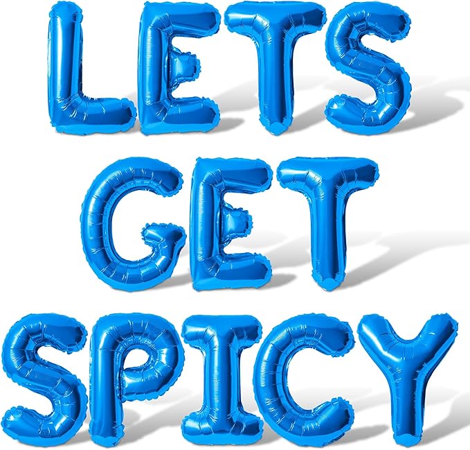 Letter Balloons - LETS GET SPICY 16" Inch Alphabet Letters Foil Mylar Balloon Bachelorette Party Banner (Blue)