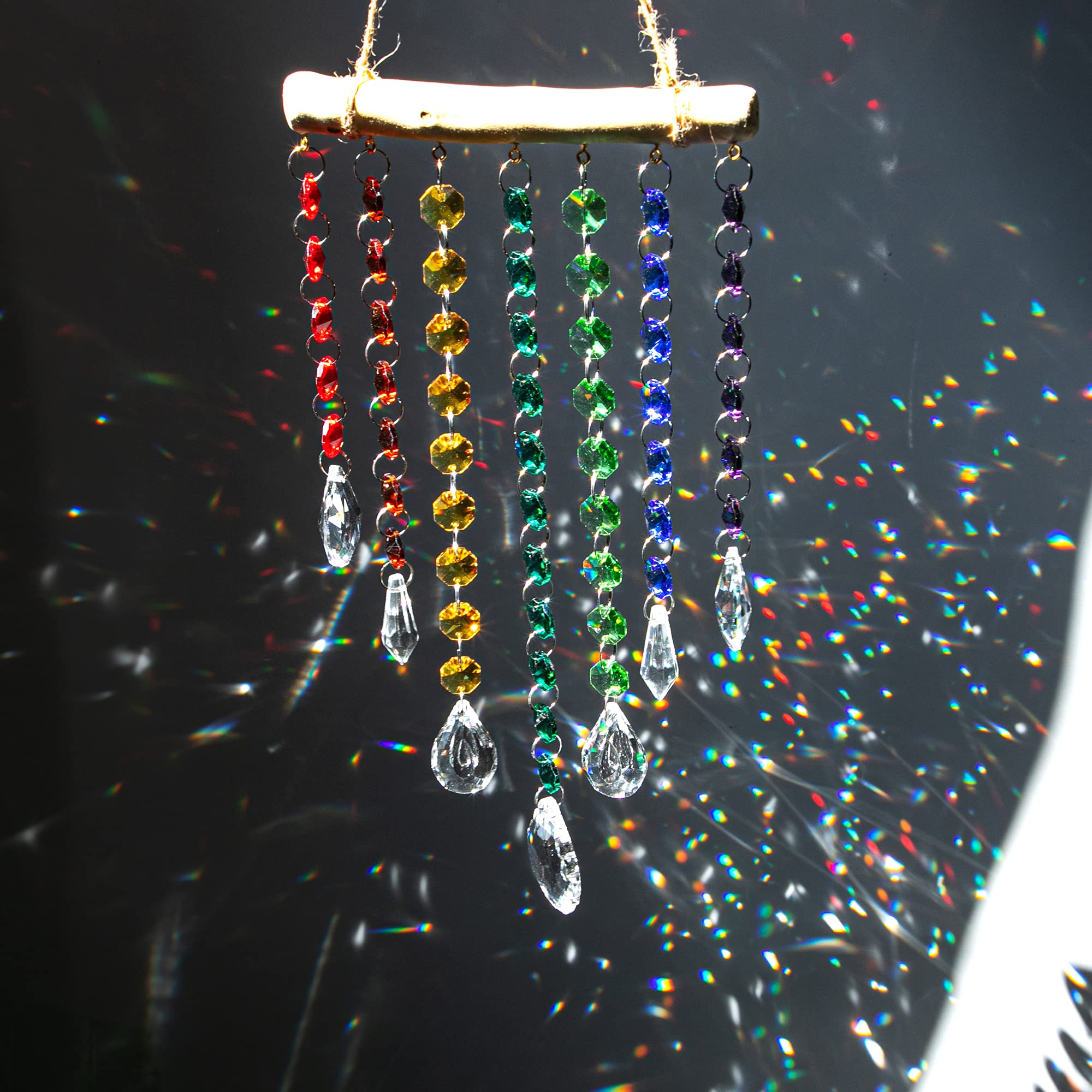 YU FENG 12 Inch Crystal Prism Suncatcher, Hanging Rainbow Maker Ornament