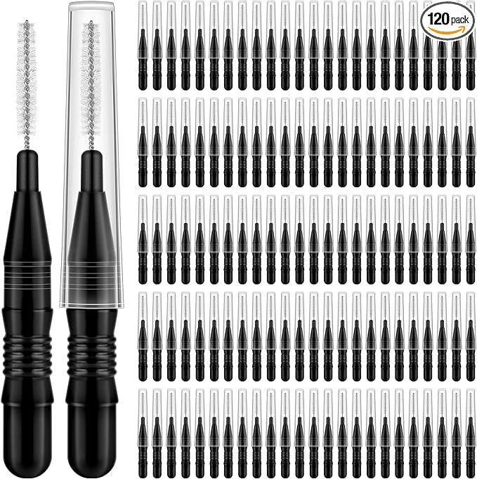 120 Pieces Braces Flossers for Cleaner Interdental Brushes Between Teeth, Toothpick Dental Tooth Flossing with Soft Bristles 360° Bendable Oral Dental Hygiene Flosser Cleaning Tool