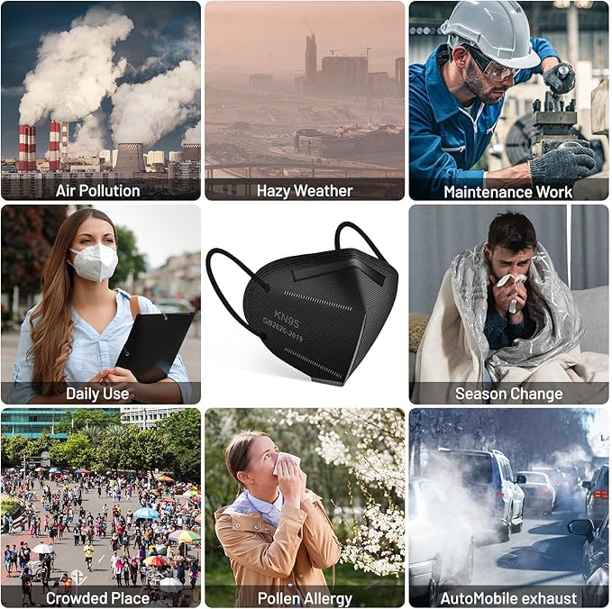 KN95 Face Mask 30pcs Disposable Face Masks Individual Packed Safety 5 Layers Breathable Cup Dust Masks Filtration>95%