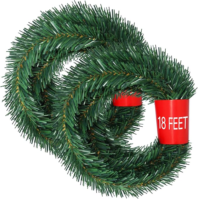 Lvydec 36 Feet Christmas Garland Clearance, 2 Strands Artificial Pine Garland Soft Greenery Garland for Holiday Wedding Party Decoration, Outdoor/Indoor Use