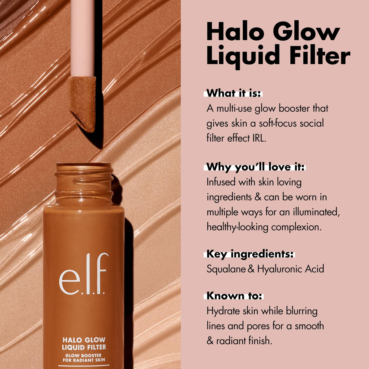 e.l.f. Halo Glow Liquid Filter, Complexion Booster For A Glowing, Soft-Focus Look, Infused With Hyaluronic Acid, Vegan & Cruelty-Free, 00 Fair