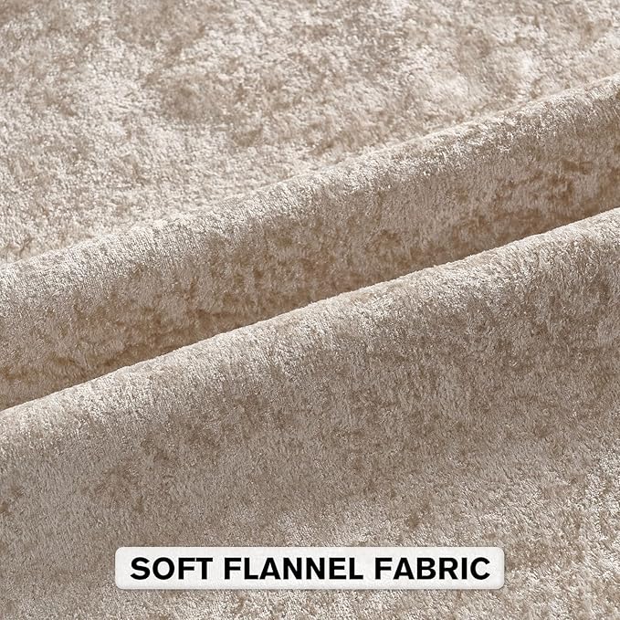 FUTEI Beige Flannel Throw Pillow Covers 16x16 Inch Set of 2,Soft Dimensional Textured Cushion Cases,Modern Home Decor for Couch Living Room