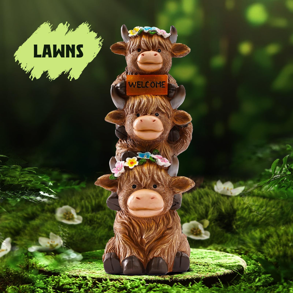 twinbling Garden Highland Cow Statue Solar Outdoor Decor