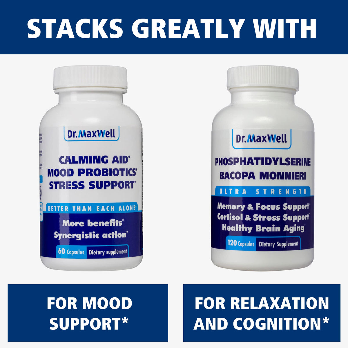 Dr. Maxwell Cortisol Manager Supplement, Supports Relaxation, Mood & Sleep in Times of Occasional Stress, Ashwagandha Rhodiola Adaptogens, Helps Maintain Normal Cortisol Levels, 120 Capsules