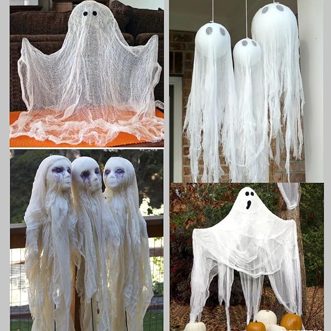 Niurui Halloween White Creepy Cloth 315 x 79 Inch Spooky Gauze Clothes Halloween Scary Decoration for Haunted Houses Party Supplies Indoor Outdoor