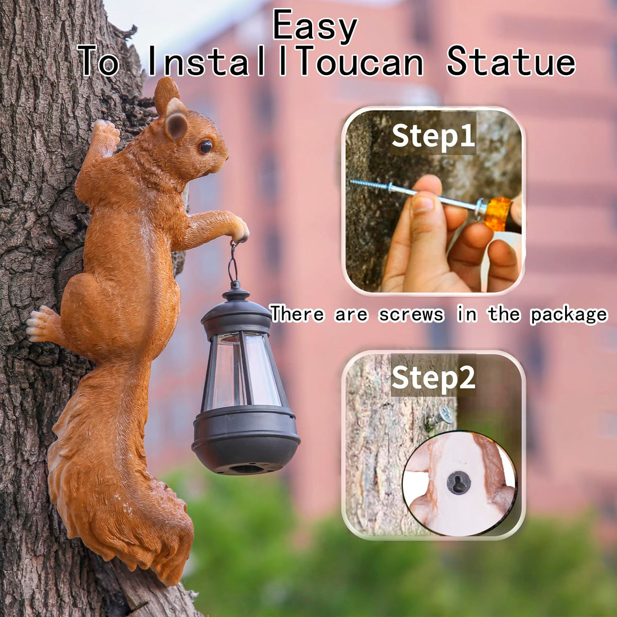 SHAODIE 14in Big Squirrel Solar Squirrel Sculpture Decoration Resin Outdoor Garden Decoration, Suitable for Outdoor Garden Decoration, Suitable for Ladies, Mothers, Grandma Gifts