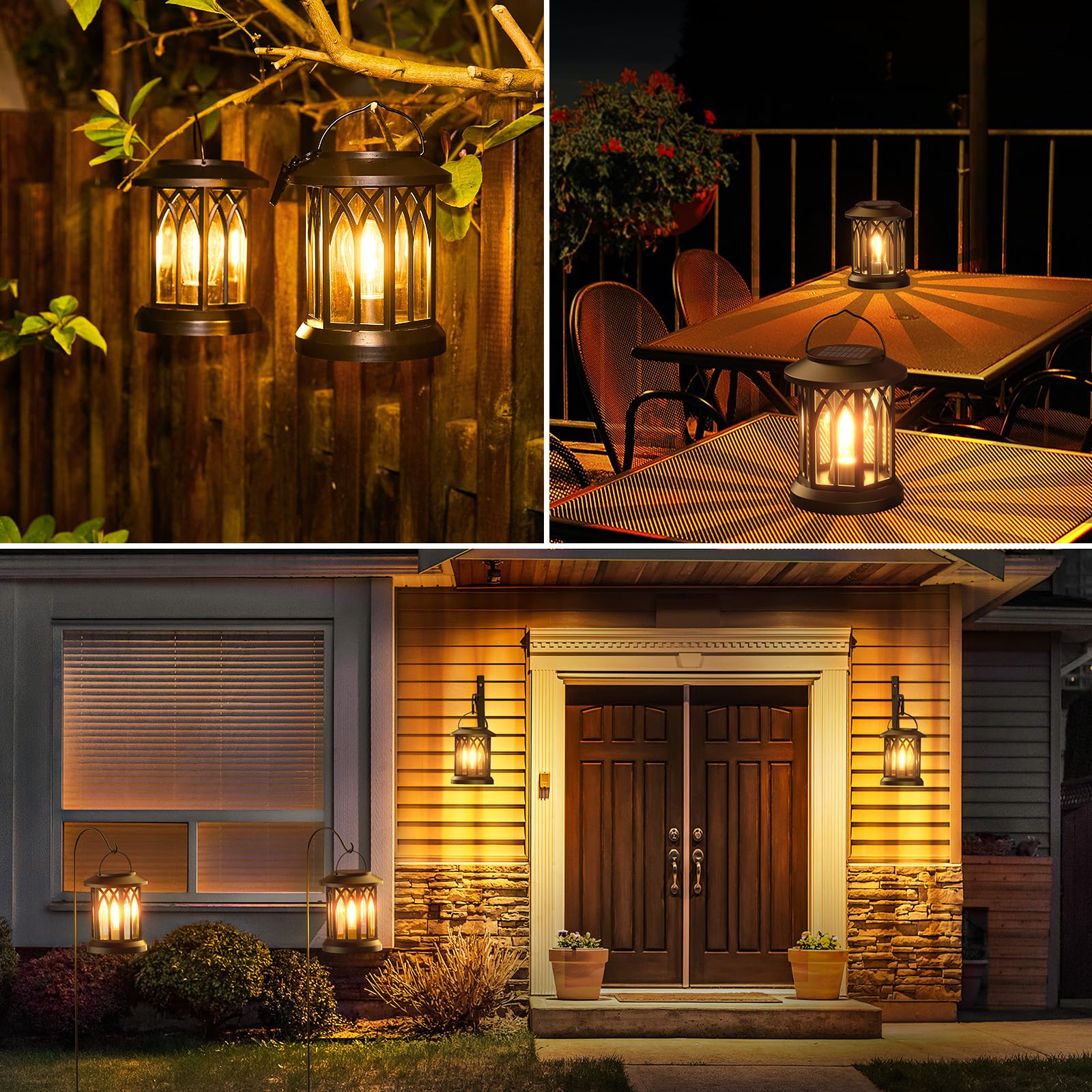 WdtPro 4 Pack Solar Lantern Outdoor Lights, Upgraded Bright Solar Lanterns Outdoor Waterproof, Hanging Solar Powered Lantern Over 12Hrs Lights for Outside Garden Yard Patio Tree Path Decor