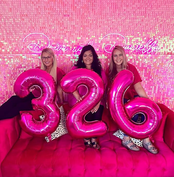 Hot Pink Number 6 Balloon 40 Inch, 6 Balloon Number, 6th Birthday Decorations, Hot Pink Party Supplies for Boys Girls