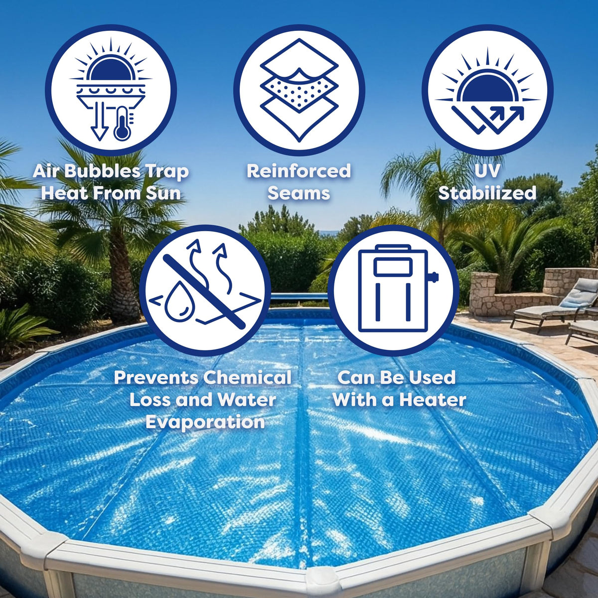 In The Swim 18' Ultra Silver Round Solar Pool Cover 16 Mil for Solar Heating Above Ground Pools and Inground Pools