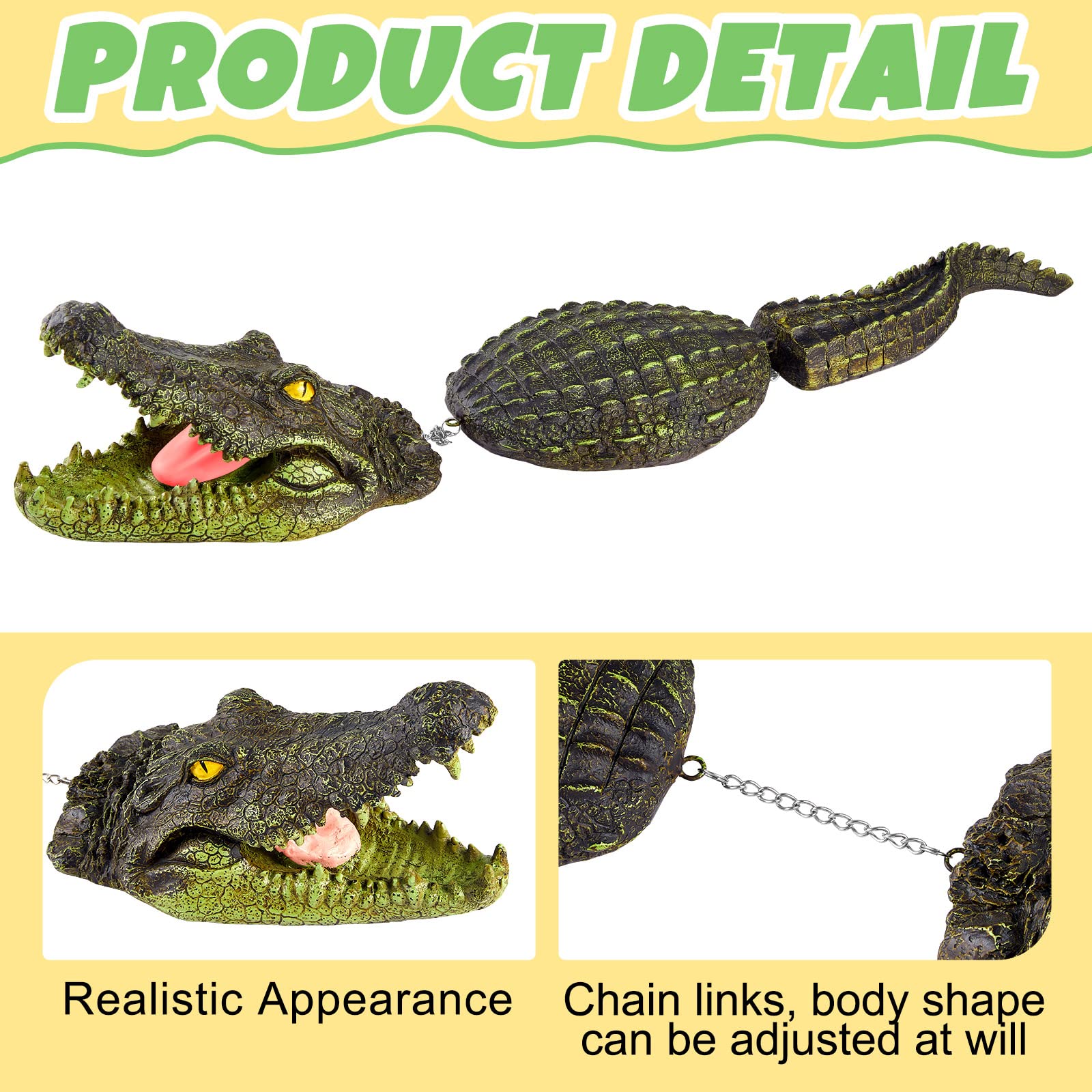 Sotiff 31.5 Inches Floating Alligator Decoy Floating Crocodile Decoy for Pool Fake Alligator Pool Float Statue Garden Animal Figurines Water Pond Decorations for Pond Outdoor Yard, Green