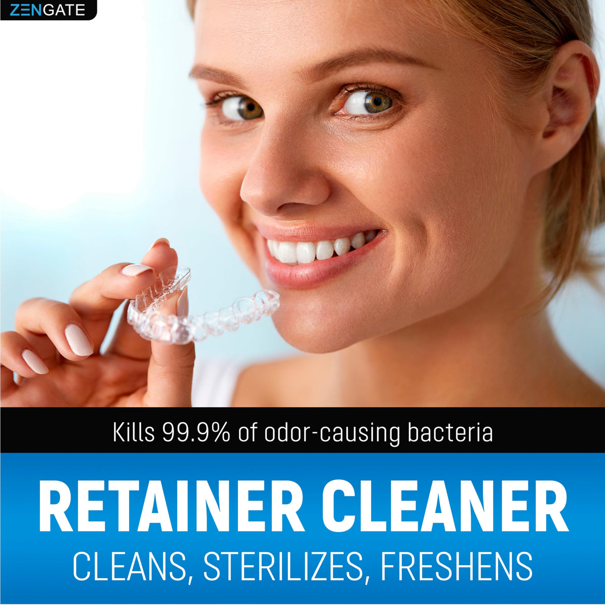 ZENGATE Retainer Cleaner Tablets for Dentures, Retainers, Aligners & Night Guards – 120 Denture Cleaning Tablets, 3-Minute Deep Clean, Removes Odor, Plaque & Stains – FSA HSA Eligible