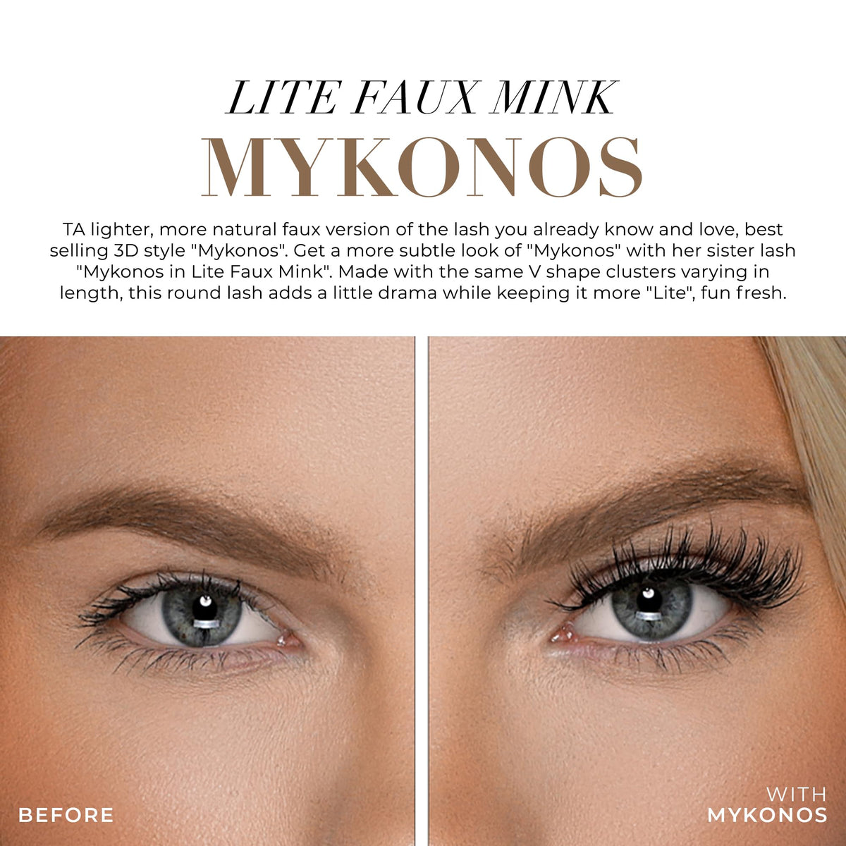 Lilly Lashes Mykonos Lite in Faux Mink, Strip Lashes, Natural Lashes, Reusable False Lashes Natural Look, Lash Strips with Luxury Silk Like Fibers, No Lash Glue Included