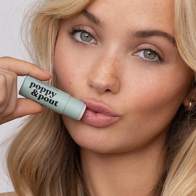 Poppy & Pout Lip Care Set | Lip Balm & Scrub | Sustainable Cardboard Tubes & Glass Jars, All Natural, Beeswax, Coconut Oil, Cruelty Free, Exfoliating & Moisturizing Lip Treatment (Sweet Mint)