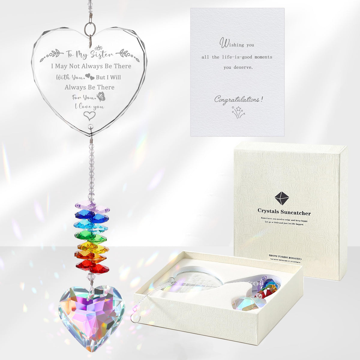 Sister Gifts, Crystal Suncatcher Gifts for Sister Birthday, Sisters Gifts from Sister, Unique Gifts for Sister, Window Hangings Home Decoration