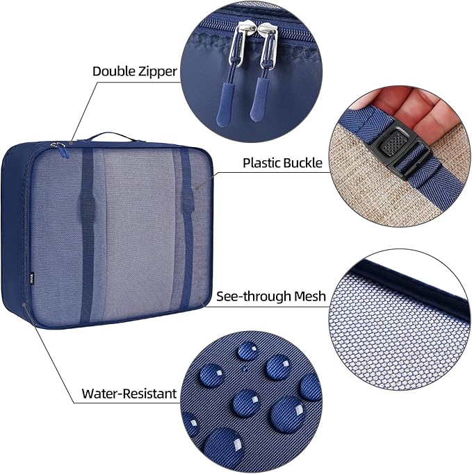 BAGAIL 6 Set/8 Set/10 Set Packing Cubes Various Sizes Packing Organizer for Travel Accessories Luggage Carry On Suitcase