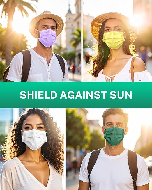 Disposable Face Masks Made in USA, 4 Ply for Families, Students, Breathable All-Day Wear & Safety, FSA HSA Eligible, ASTM Level 3 Medical Grade, 50 Pack, Crimson White Glow