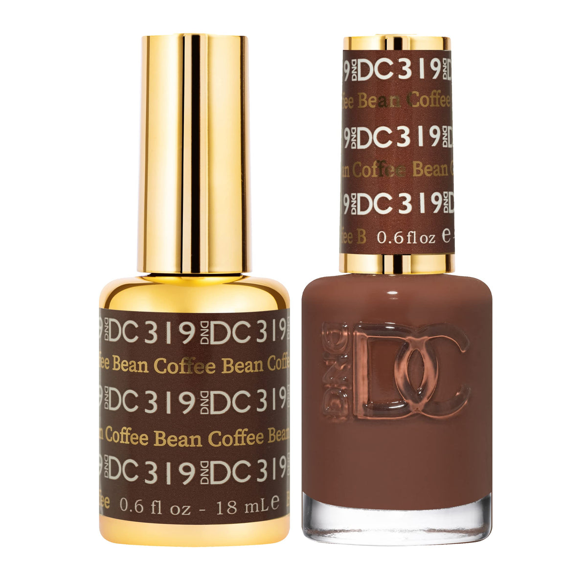 DND DC Gel Polish Set, Brown Collection, UV/LED Gel Polish and Air Dry Nail Lacquer, Matching Chip-Free Polish Duo, 319 Coffee Bean, 0.5 Fl Oz