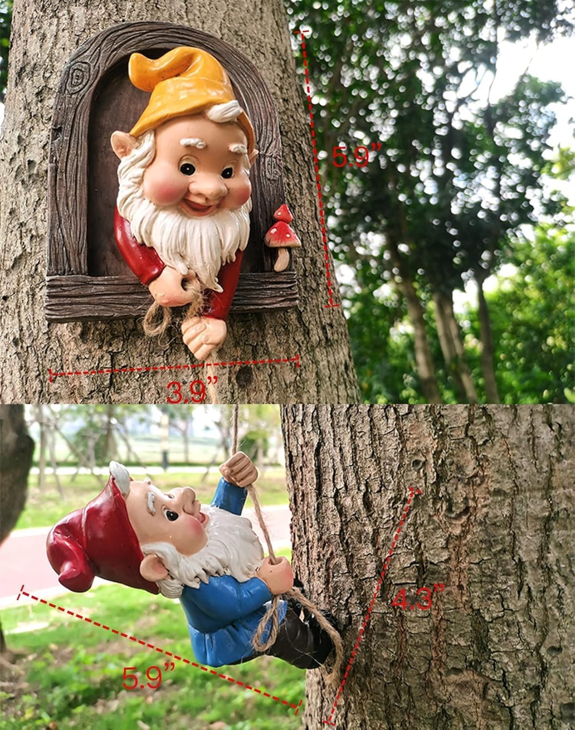 WPJFMXZ Climbing Gnomes Tree Faces Decor Outdoor for Yard, Adorable Gnome Elf Out Hugger Fairy Door Statue for Tree, Funny Garden Gnome Peeker Sculpture Yard Patio Art
