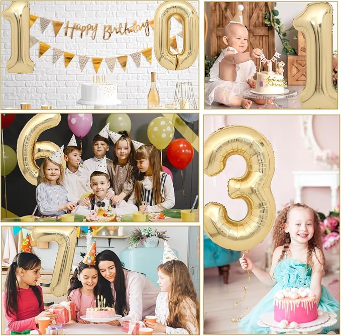 40 inch White Gold Number Balloon Giant Foil Helium Balloons Champagne Gold Number 5 Balloon for 5th Birthday Party Decorations