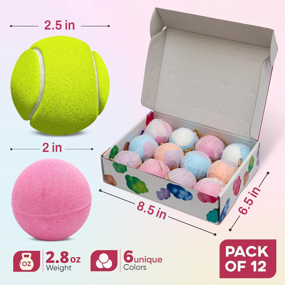 12 Pcs Organic Bath Bombs - Bath Bomb for Women and Kids, Assorted Scents with Shea Butter & Essential Oils, Lush Bath Bomb Gift Set for Bubble Spa, Birthdays, Mothers Day Gifts, and Christmas