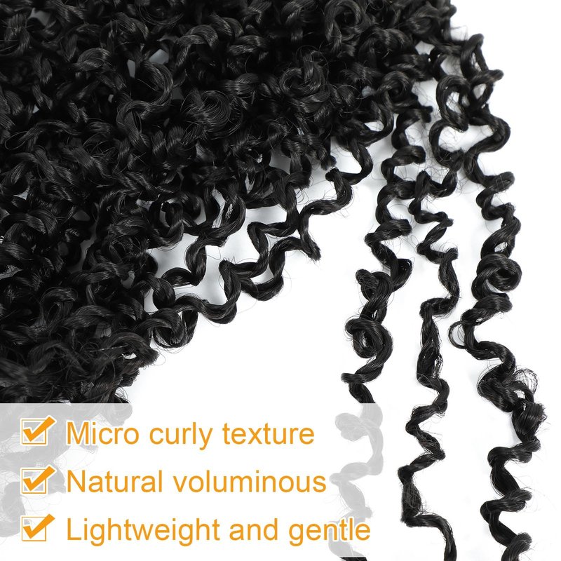 Aksice 12 Inch Yanky Twist Crochet Hair Pre-looped 8 Packs Mini Passion Twist Crochet Hair with Curly Ends Synthetic Crochet Braids Plus Yanky Twist for Black Women (12 Inch, 8 Packs,1B#)