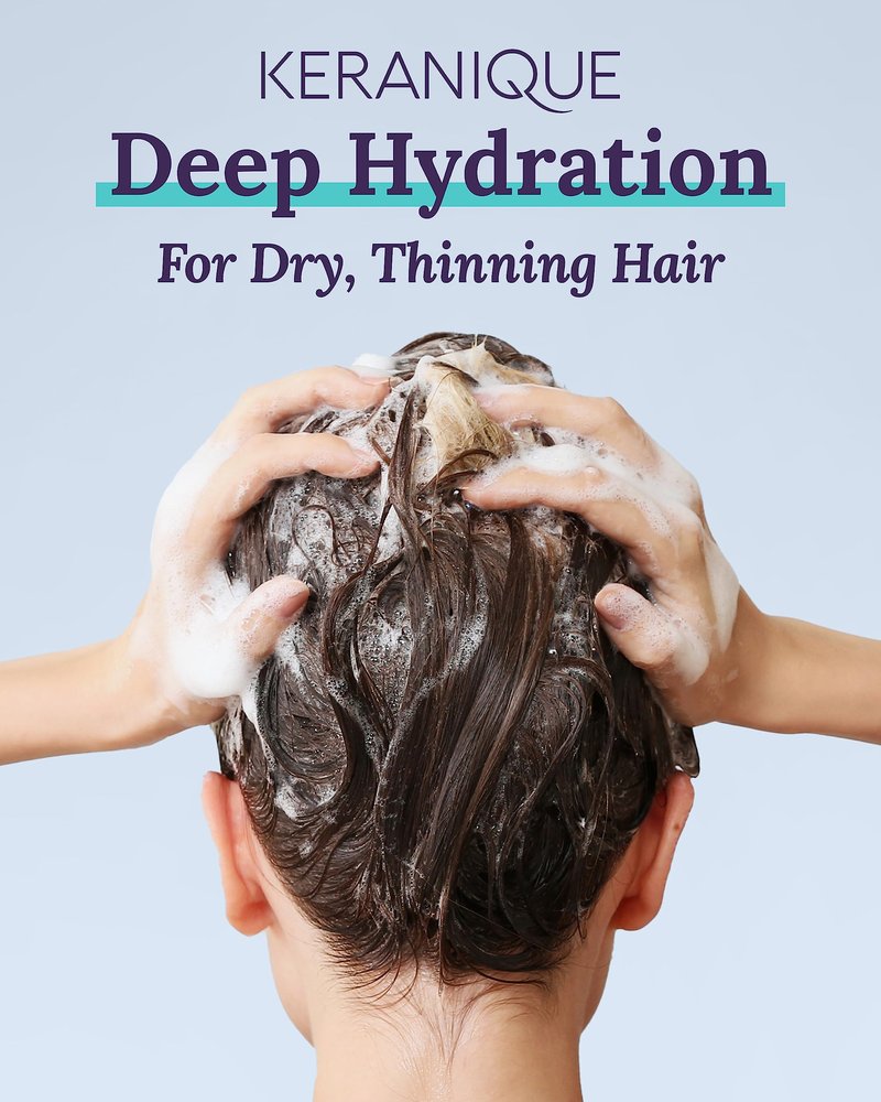 Keranique Deep Hydration Scalp Stimulating Shampoo for Dry, Thinning Hair – Keratin, Biotin & Niacinamide – Moisturizing, Strengthening & Volumizing – Sulfate and Paraben Free Keratin Amino Complex™