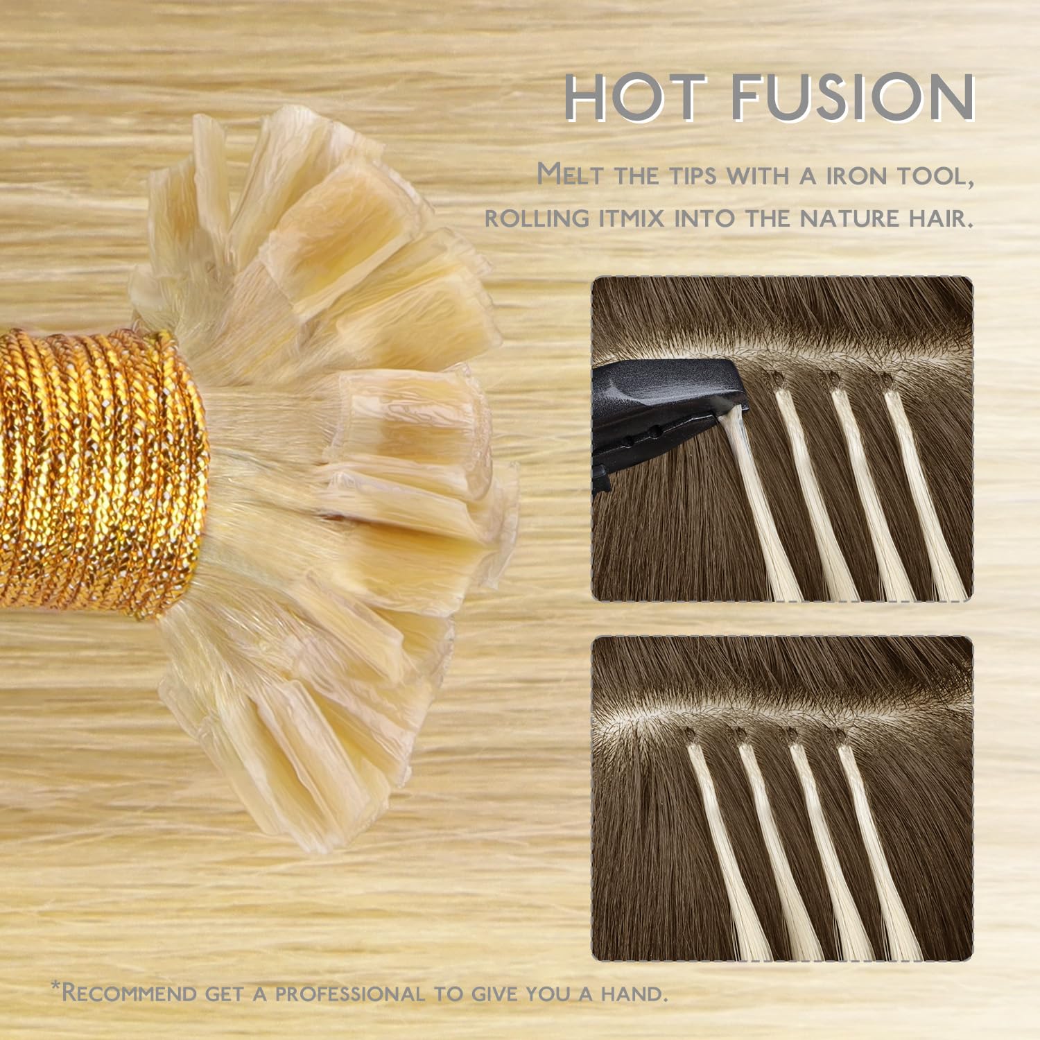 WENNALIFE U Tip Hair Extensions Human Hair, 50g 50s 14 Inch Light Blonde Highlighted Golden Blonde Remy Hair K Tip Hair Extension Real Human Hair Invisible Straight Keratin Hair Extensions