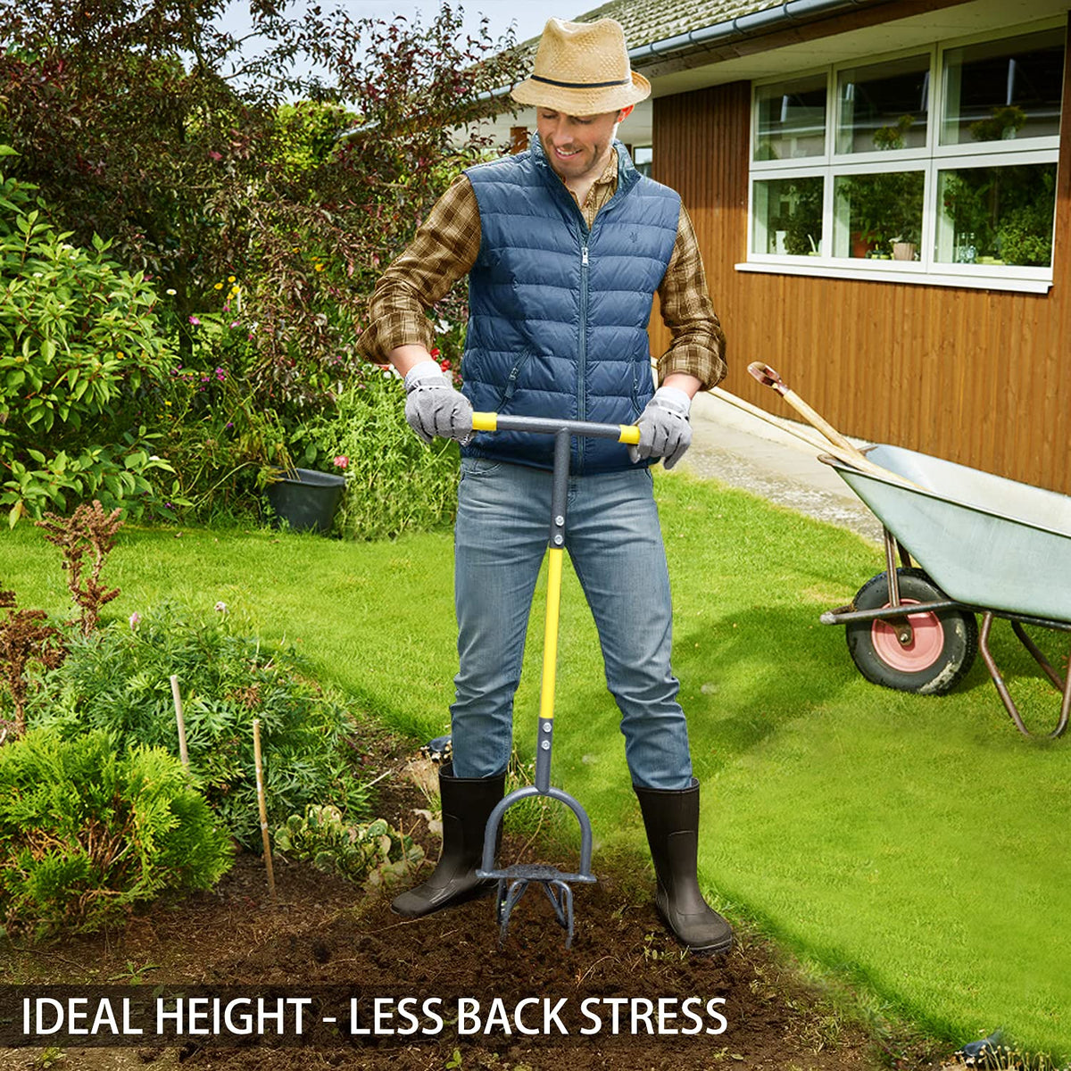 Jardineer Hand Tiller for Gardening, Manual Twist Tiller Cultivator, Heavy Duty Garden Claw, Soil Loosener & Lawn Aerator for Soil Mixing, Garden, Flower Box and Raised Bed