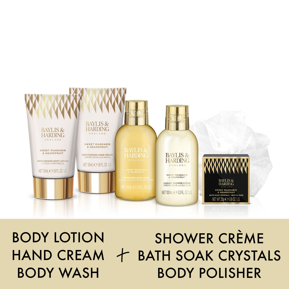 Baylis & Harding Gift Set for Women - Luxury Bath & Skincare Set - Sweet Mandarin & Grapefruit Luxury