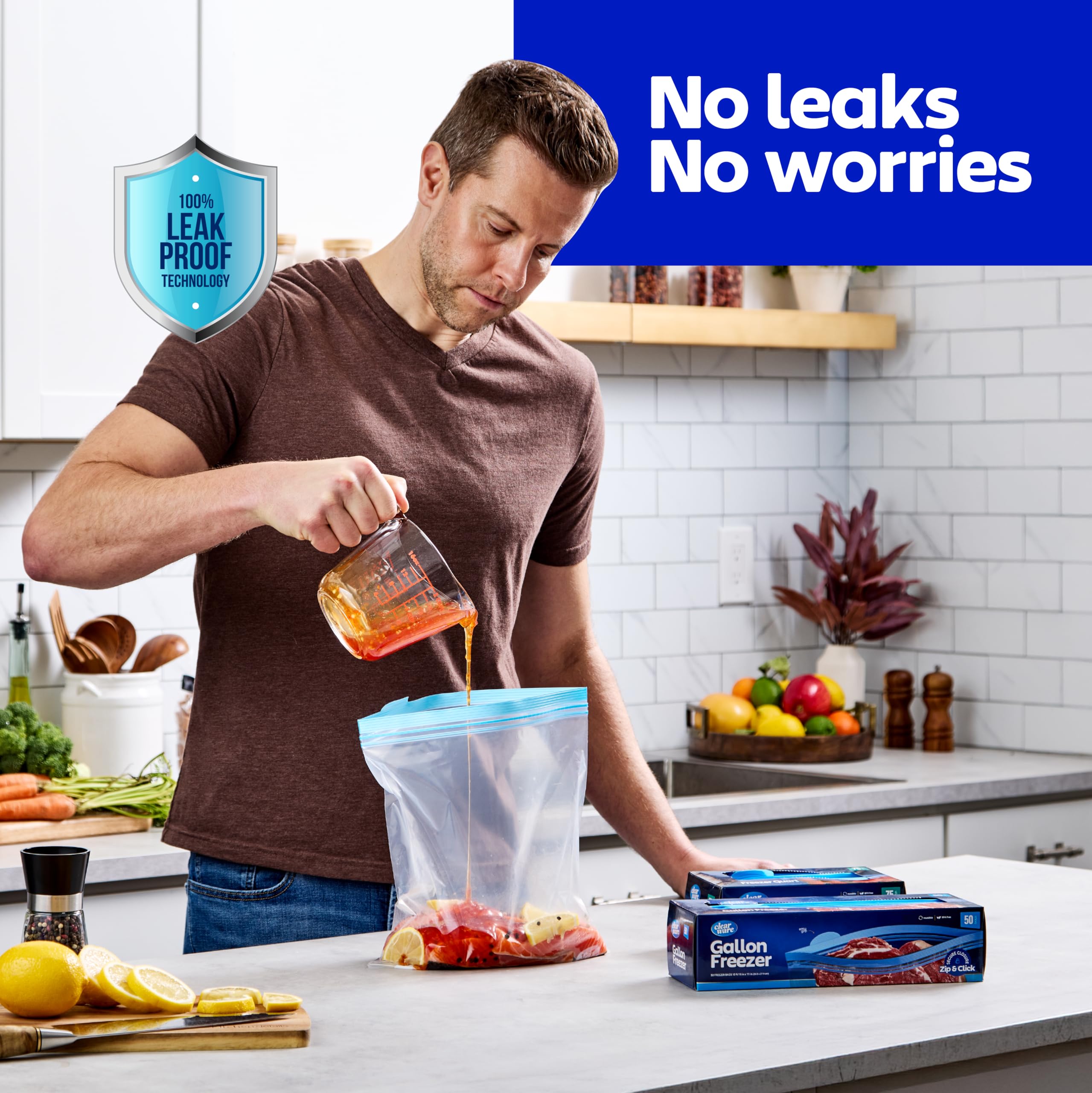 2 Gallon Storage Bags, Double Zipper Seal - 120 Count, (4 Packs of 30) Resealable Thick Plastic Food Storage Bags - Microwave-Safe, BPA Free - Resealable Containers for Lunch, Snacks, Meals