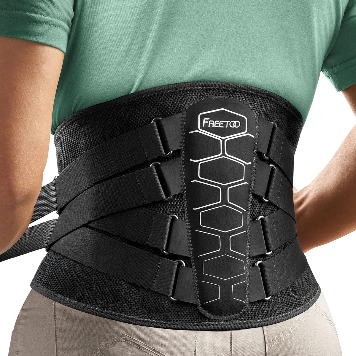 FREETOO Back Brace for Lower Back Pain Relief with Pulley System,Lumbar Support Belt for Men & Women with Lumbar Pad, Ergonomic Design and Soft Breathable 3D Knit Material,for Herniated Disc,Sciatica