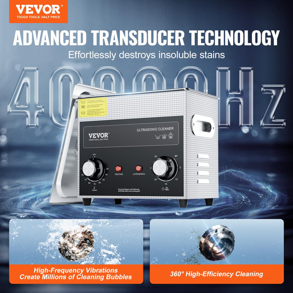 VEVOR 3L Sonic Cleaner with Heater Timer & Basket, Professional Digital Sonic Cavitation Machine, 120W Cleaning Machine for Watch Instruments, Glasses, Coin, Metal Parts, Tool