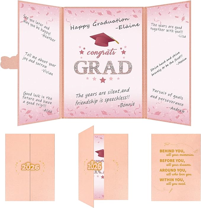 Vlipoeasn 2026 Graduation Guest Book Alternative, Rose Gold Class of 2026 Graduation Party Decorations, Graduation Signature Book for 2026 College High School, Unique Graduation Gifts for Friends