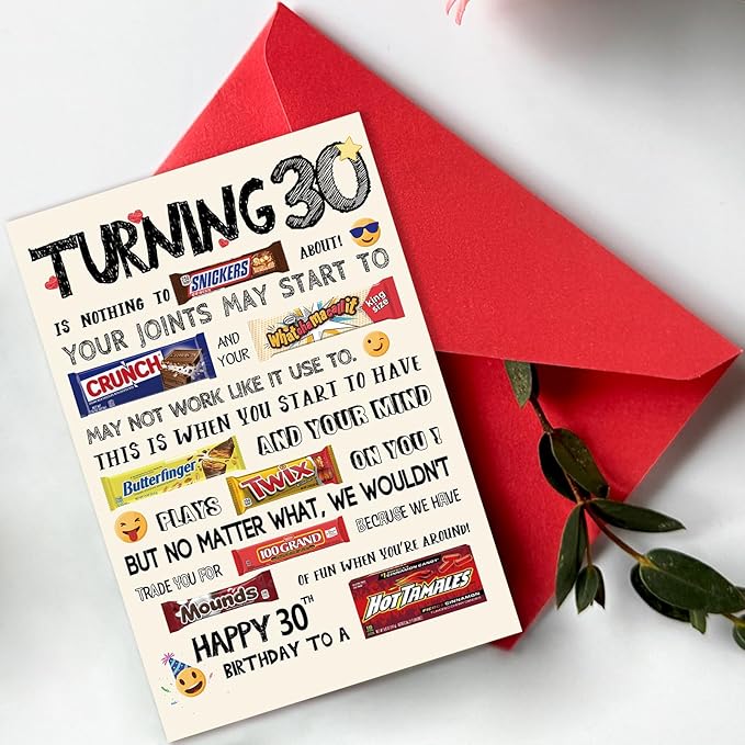 Funny 30th Birthday Card, Happy 30th Birthday Gifts for Men Women, Unique 30th Birthday Decorations for Her Him, Humor 30 Year Old Birthday Cards Gifts for Husband Wife
