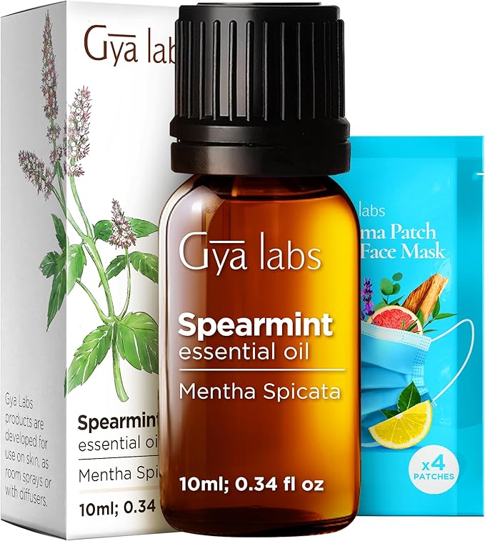 Gya Labs Spearmint Essential Oil - 0.34 Fl Oz - for Hair, Skin, Diffuser, Aromatherapy & DIY Candle Making Scent