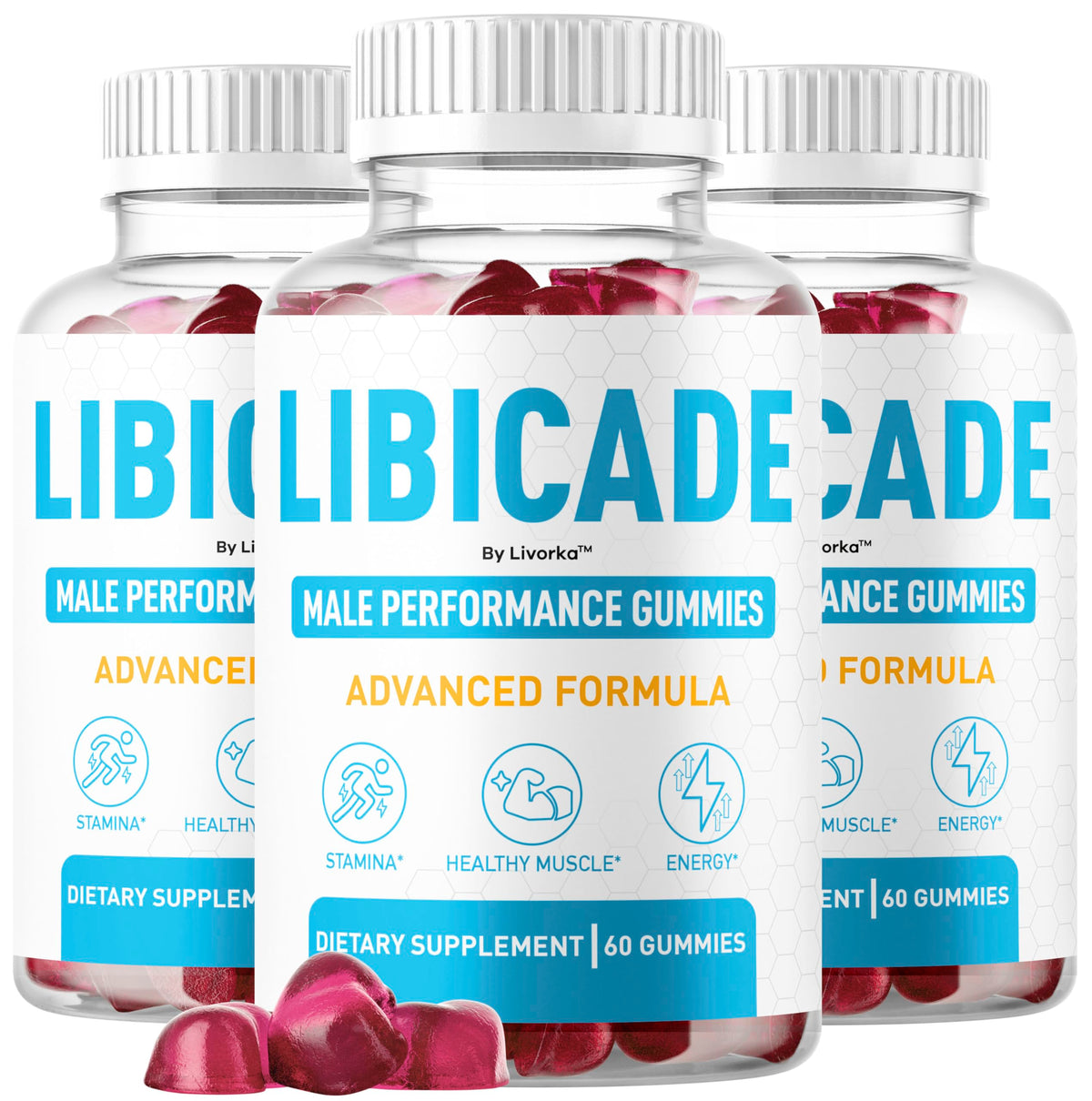 (3 Pack) Libicade Gummies - Official Libicade Premium Supplement Gummy for Men - Maximum Strength, All Natural Drive Advanced Formula Daily Support Overall Health & Wellness, 180 Gummies for 3 Months