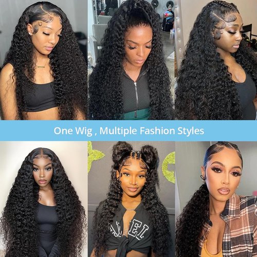 UWLK Deep Wave Lace Front Wigs Human Hair Pre Plucked 200 Density 13x6 HD Lace Frontal Wig for Women Wet and Wavy Lace Front Wigs Human Hair 20 Inch