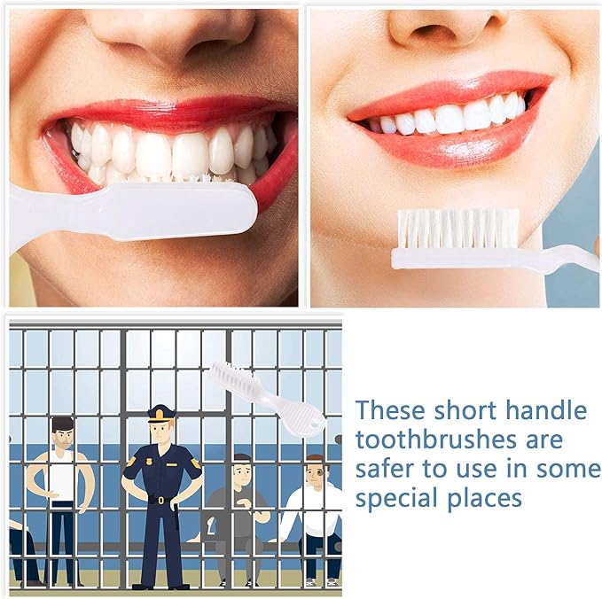 Patelai 50 Pcs Handle Toothbrush Thumbprint Individually Packaged Security Toothbrush Bulk with Short Handle Soft Bristles for Portable Travel Teeth Cleaning, Mini Size