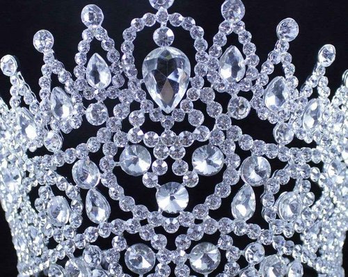 Janefashions Sexy Beauty Queen Clear White Austrian Rhinestone Crystal Large Tiara Crown Hair Combs Jewelry Headpiece Pageant T2178 (Silver Plated With Combs)