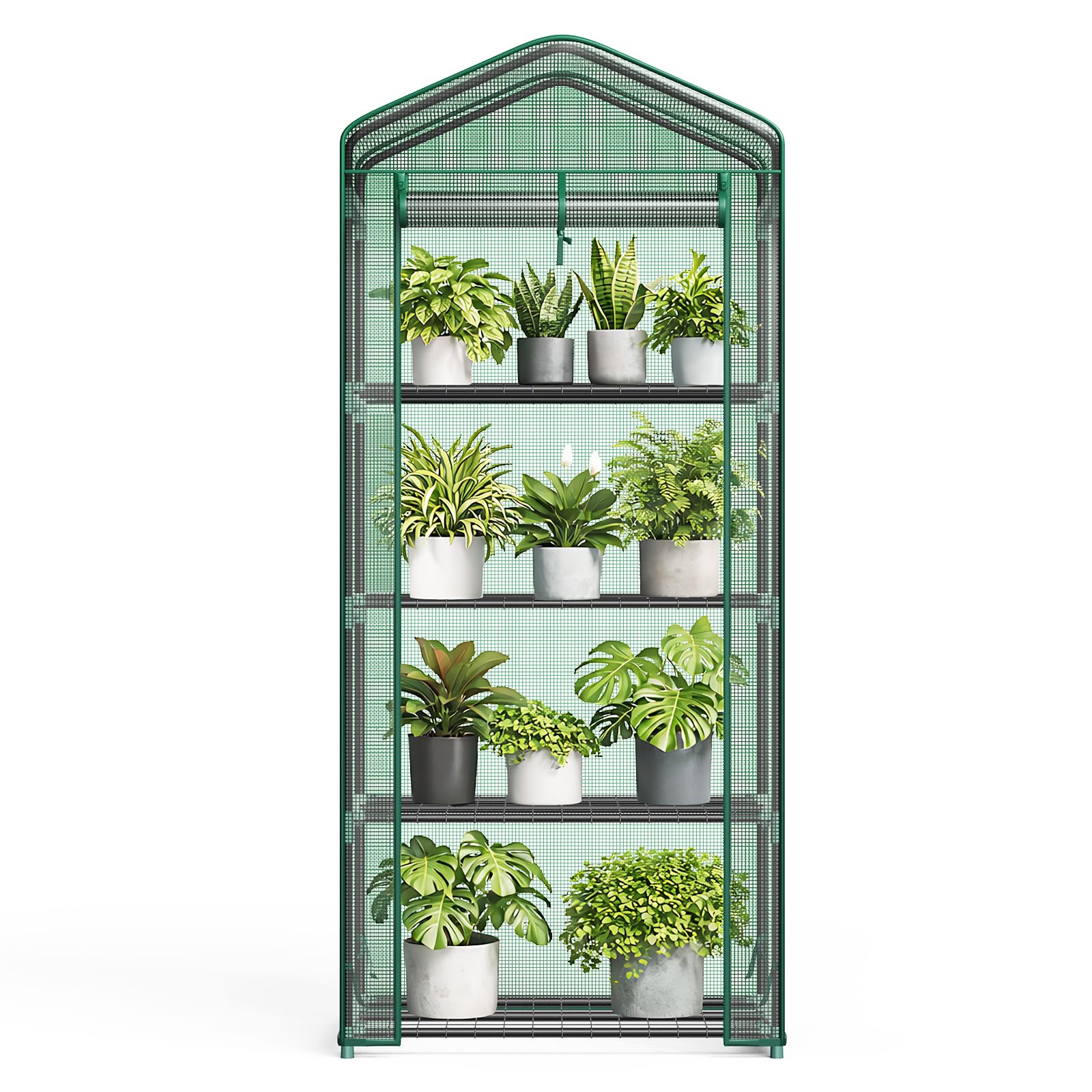 NEWBULIG 27"x19"x63" Mini Greenhouse, with Durable Zipper Door 4 Tier