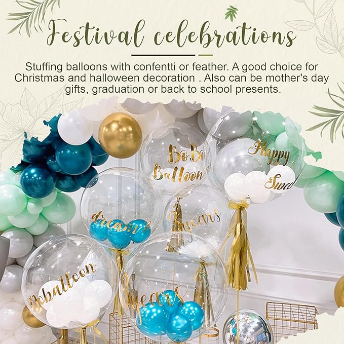 Sumind 40 Pcs Bobo Balloons Clear Balloons for Stuffing Bubble Transparente Burbuja for Valentines Christmas Wedding Birthday Party Decoration (13/18/24/36 Inch)