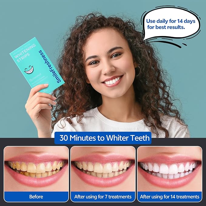 Teeth Whitening Strips, 14-Day Treatments Clinically Proven for Visible & Affordable Teeth Whitening, Enamel Care Whitening, Reduced Sensitivity Formula, Coconut.